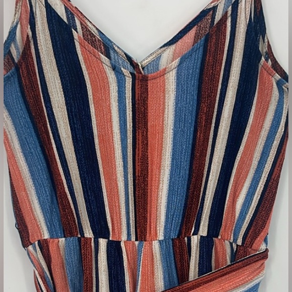 LULU’S Angelene Blue and Orange Striped Sleeveless Romper - Picture 5 of 7